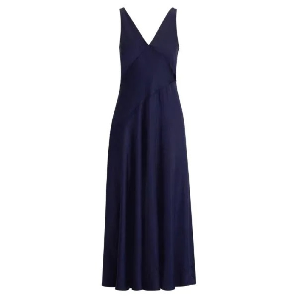 Polo Ralph Lauren Satin Navy Blue Maxi Women's Dress